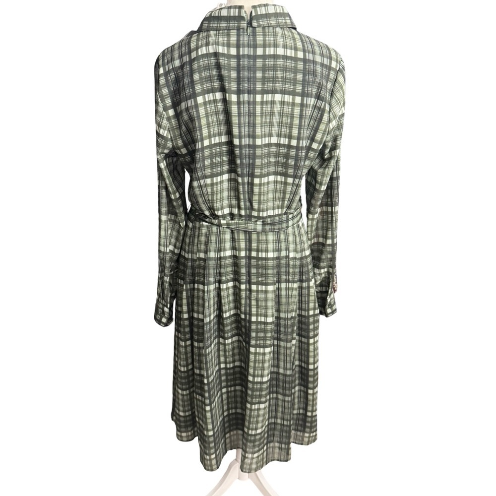 Gal Meets Glam Green Plaid Long Sleeve Shirt Dress Size 6 NWT Blogger Favorite - Picture 7 of 16